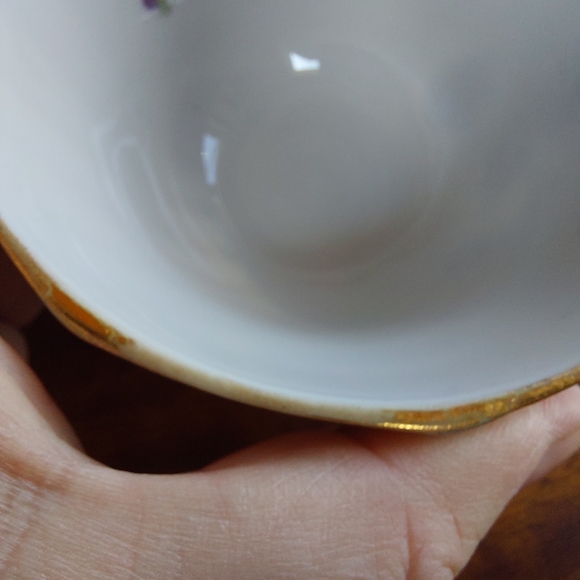 ESD Japan Hand Painted Purple Floral Teacup Only Gold Rimmed Vintage - Picture 3 of 8